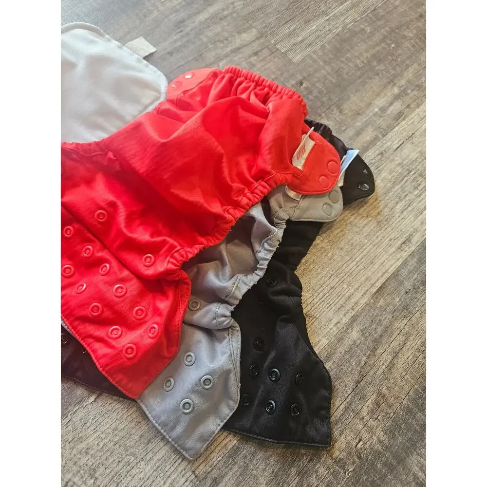 Bumgenius flip cloth diaper cover lot with inserts onesize red black gray